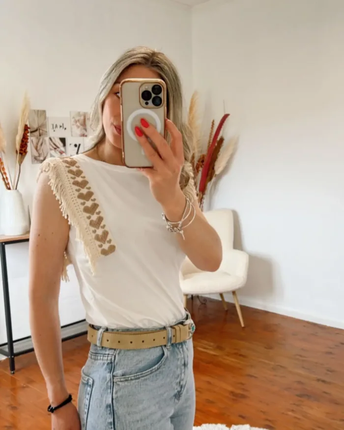 T- shirt Λευκό boho - Image 2