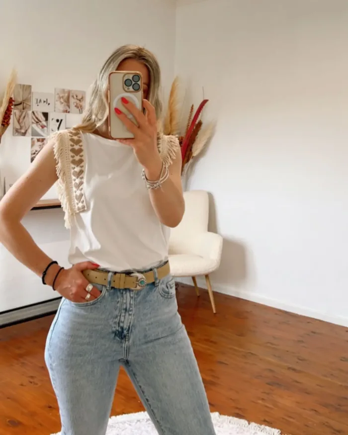 T- shirt Λευκό boho