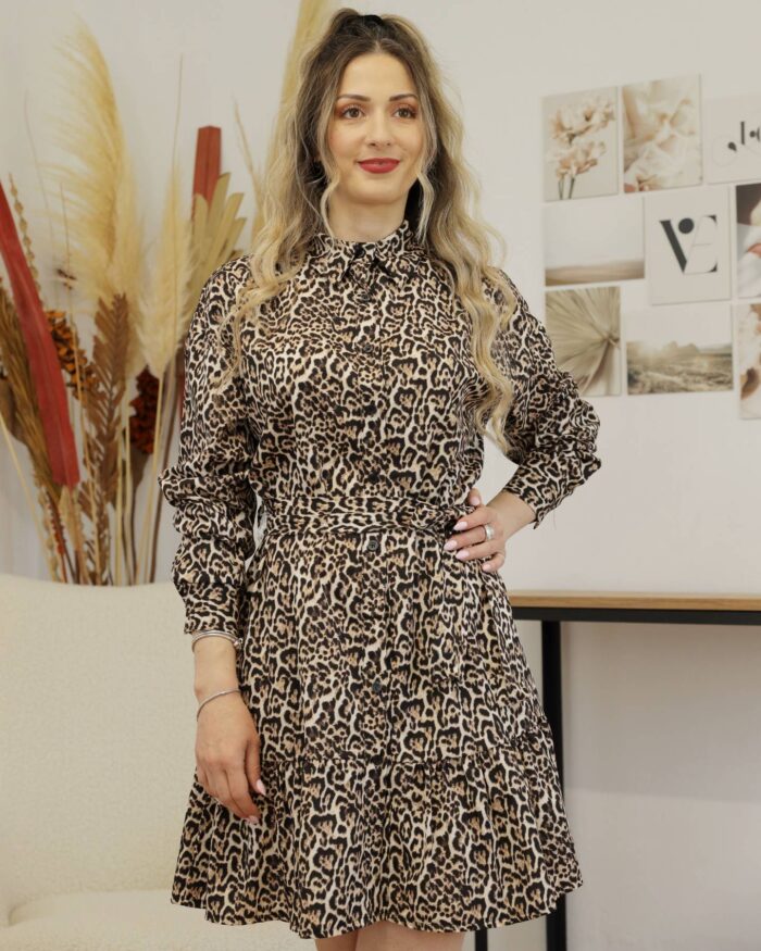 Φόρεμα Animal print Σε Καφέ