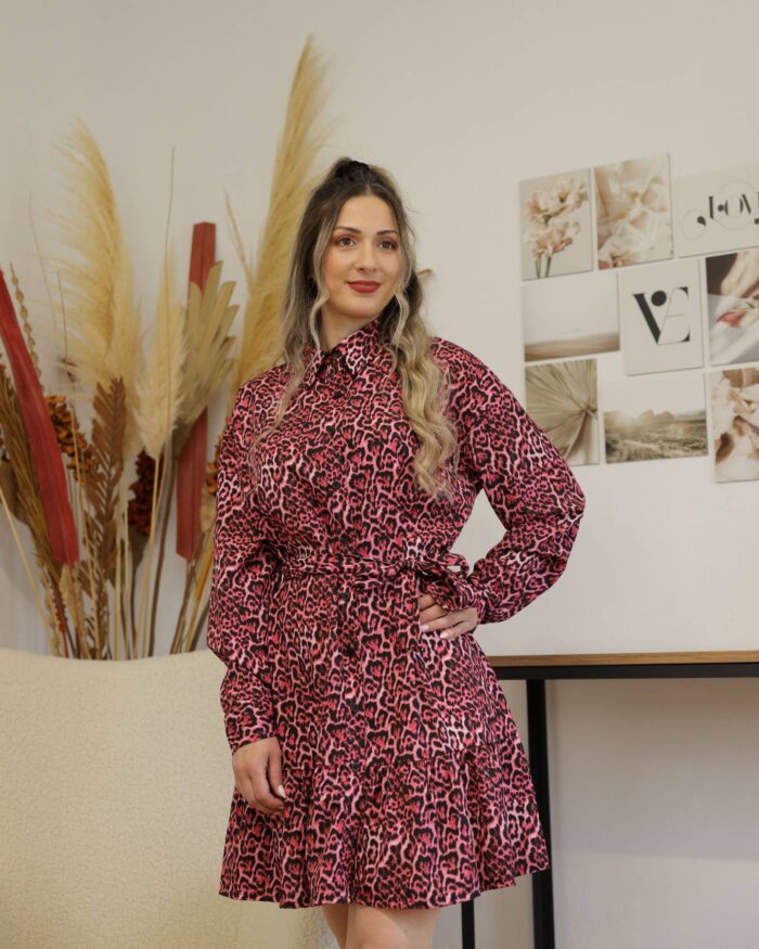 Φόρεμα Animal print Σε Φούξια