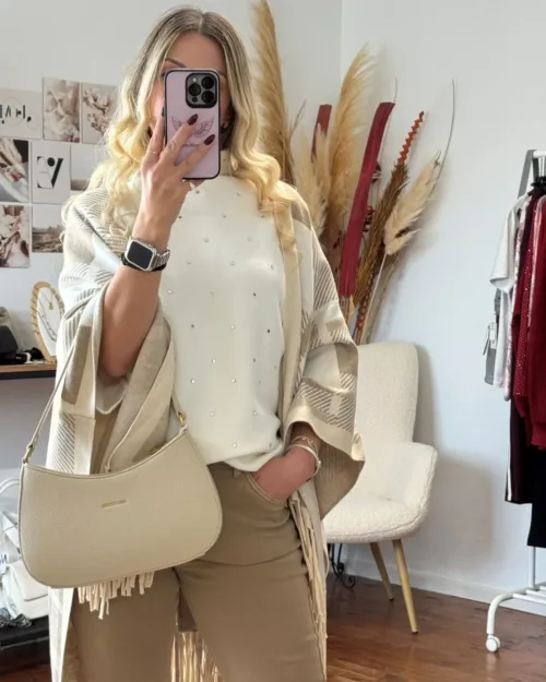 Γυναικεία κάπα καρό σε γήινες αποχρώσεις