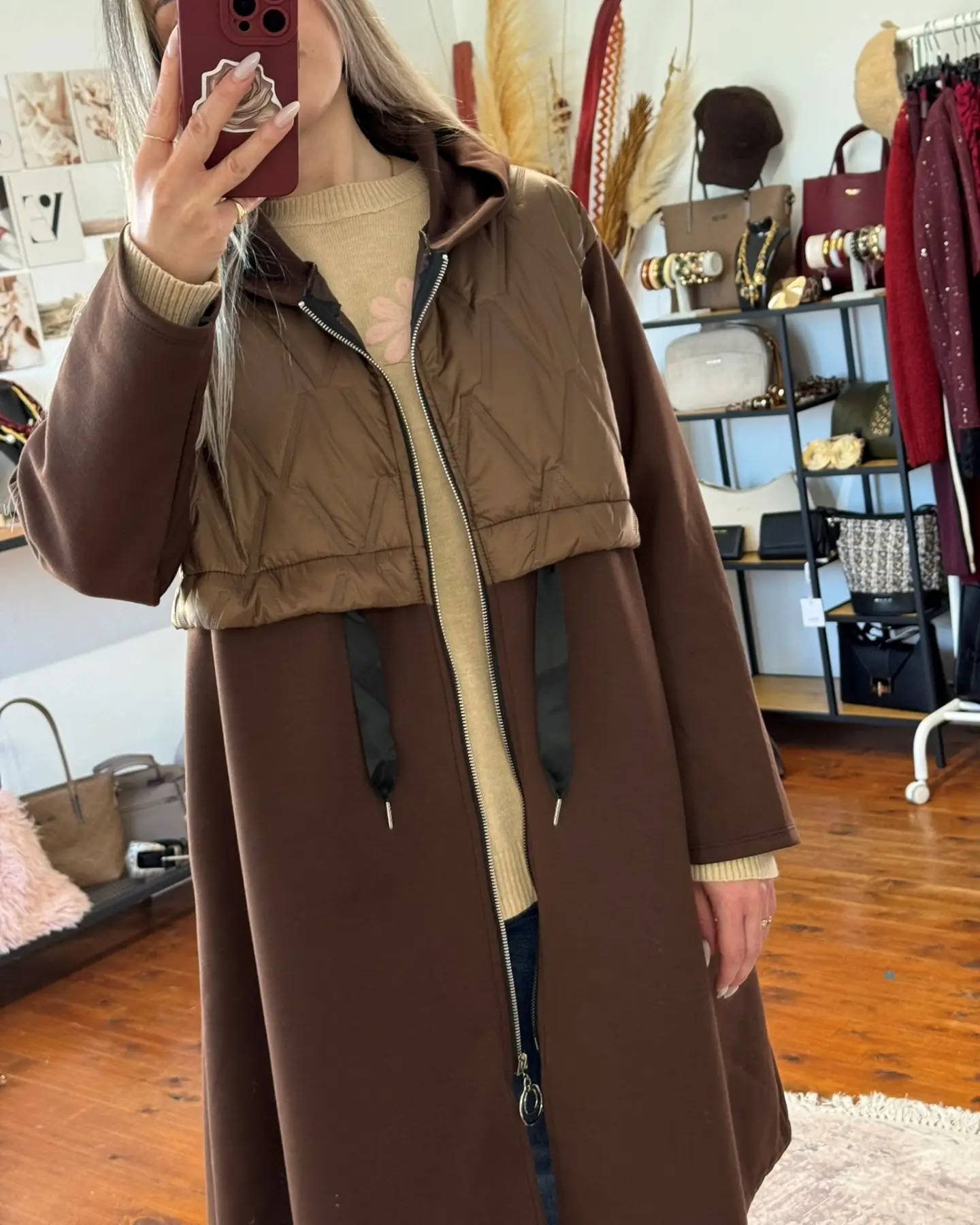 καφέ oversized πανωφόρι για καθημερινές εμφανίσεις