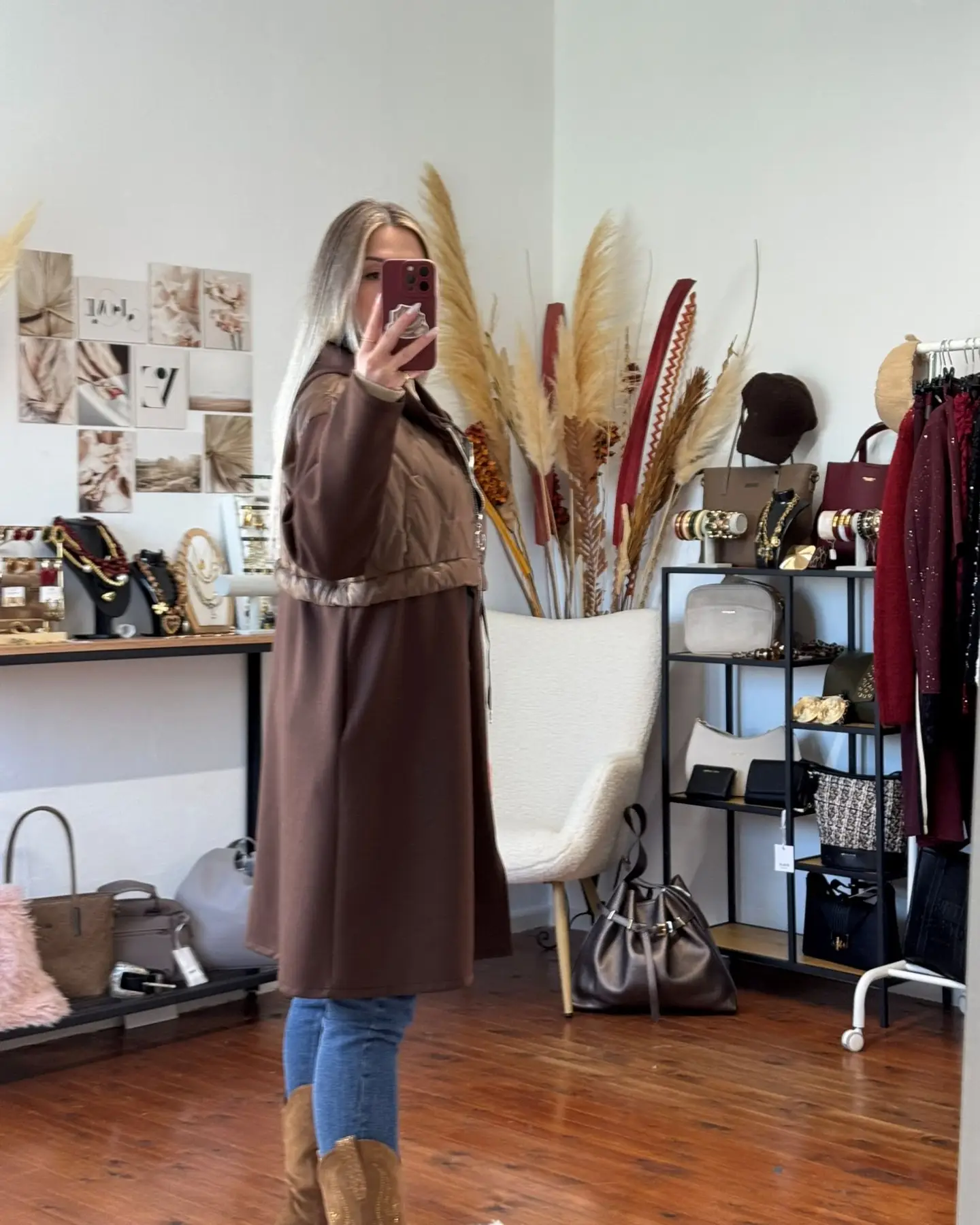 καφέ πανωφόρι με κορδόνι στη μέση