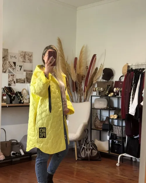κίτρινο πανωφόρι plus size με φερμουάρ
