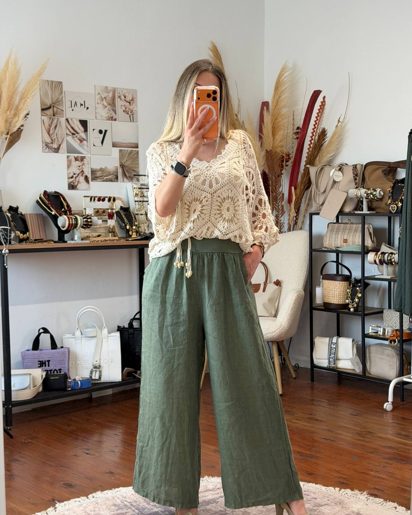 Πλεκτή Καλοκαιρινή Μπλούζα Boho με Εσωτερικό Τοπ